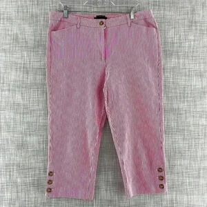 Talbots The Perfect Skimmer crinkle striped ankle button detail Pants 12 -2243/8